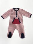 Yarn Dyed Baby Romper Baby Footed Rompers Front Opening Footie Rib Collar