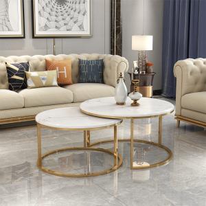 Wholesale Tempered Glass Circle Marble Coffee Table Matte Finish from china suppliers