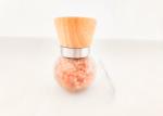 Round Glass Bottle With Wooden Lid And Ceramic Core Pink Salt Grinder