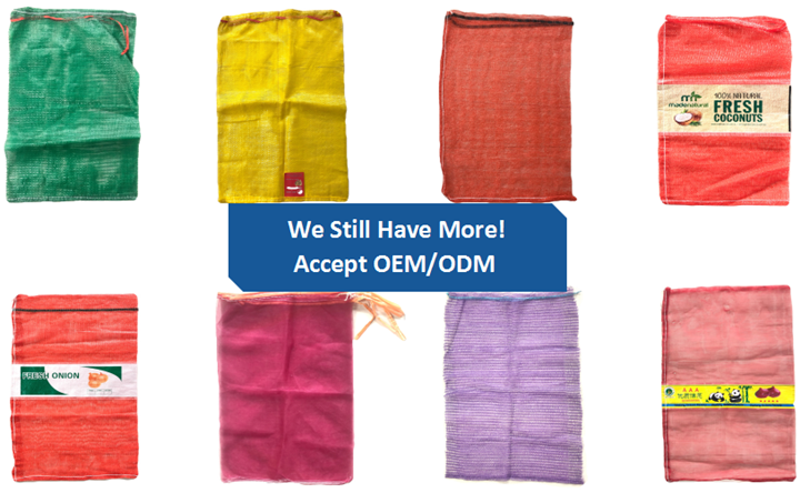 41*59cm Free Sample Orange Color Raschel Mesh Bag for Onion and Potato Sacks