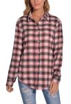 Womens Plaid Button Down Shirt Long Sleeve Flannel Classic Casual Blouse
