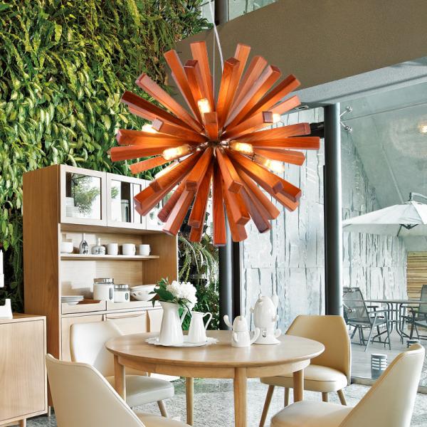 Art Decor Dandelion wooden chandelier Solid Wood Pendant lamp Living Room Dining