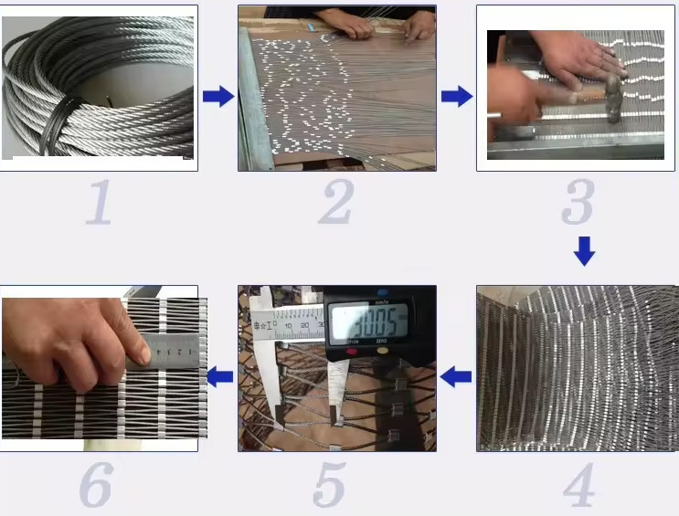 AISI SS316 Ferrule Diamond Stainless Steel Wire Rope Mesh Netting For Balustrade