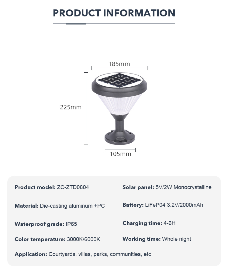 6pc Set Solar Post Lamp LED Decor Garden Lights For Lawn DIE-Casting Aluminum