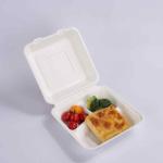 Disposable Bagasse Food Container 9 Inch Burger Box 3 Compartment