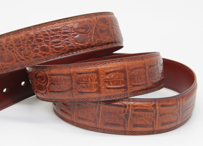 Waist 100cm Crocodile Mens Casual Leather Belt With Zinc Alloy Buckle
