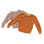 Toddlers Crewneck Rib Knit Sweater 100% Cotton With Button Shoulder Closure