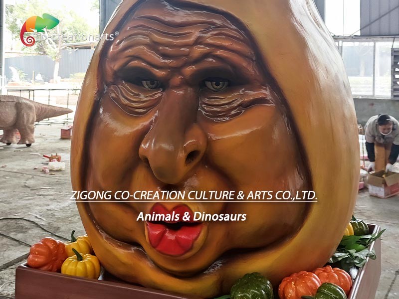 0.8 Meters Height Animatronic Pumpkin Head Face Detachable For Amusement Park