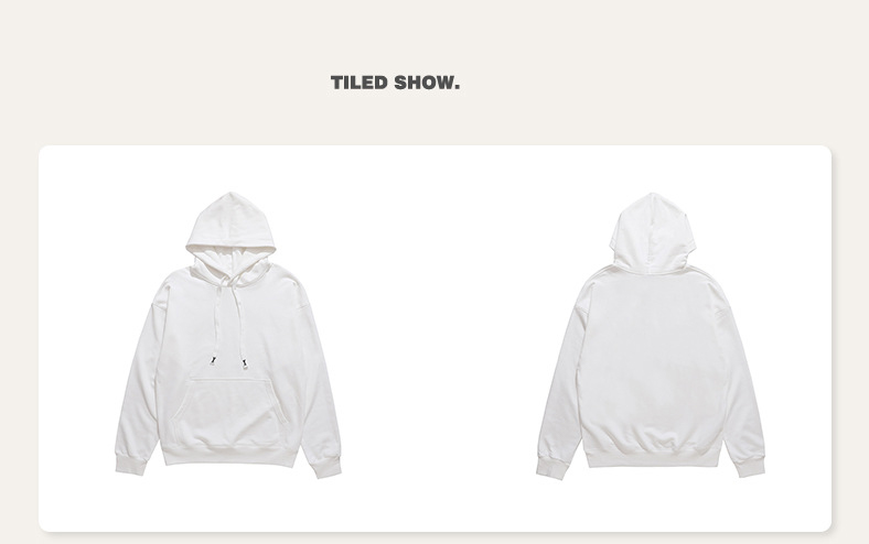 Autumn-Winter Men's Heavy Cotton Hoodie Breathable Pullover with Plain Dyed Technique
