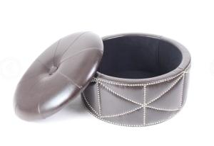 Wholesale leather round household wood shoe box storage ottoman stool with crystal from china suppliers