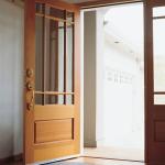 Double Swing Outdoor Solid Wood Door With Tempered Clear Glass Inserts