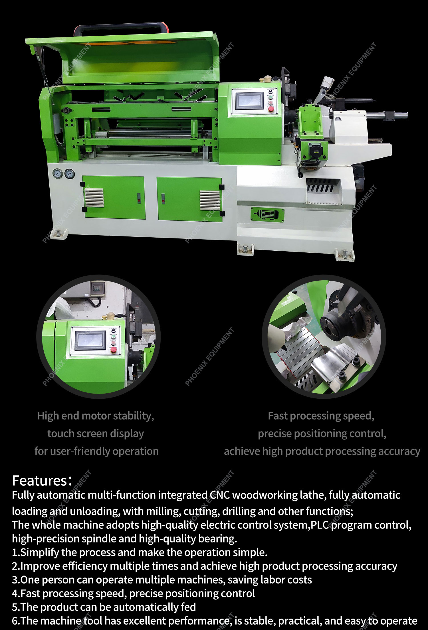 PL450 Fully Automatic Multi-Function Integrated CNC Wood Lathe for Fast and Production