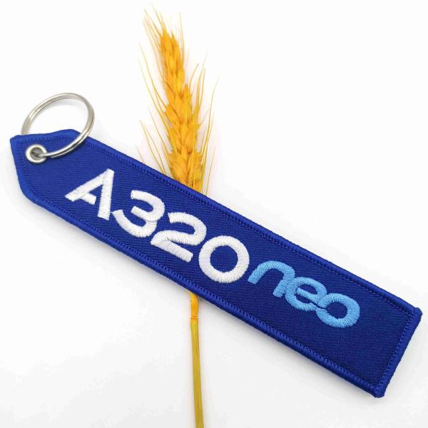 Aviation-Themed + Luxe Finish" A320 neo Key Fob | Clear Double-Sided Text |