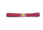 Red Color Women Rhinestone Belt Crystal Leather Waist Floral Cummerbund For
