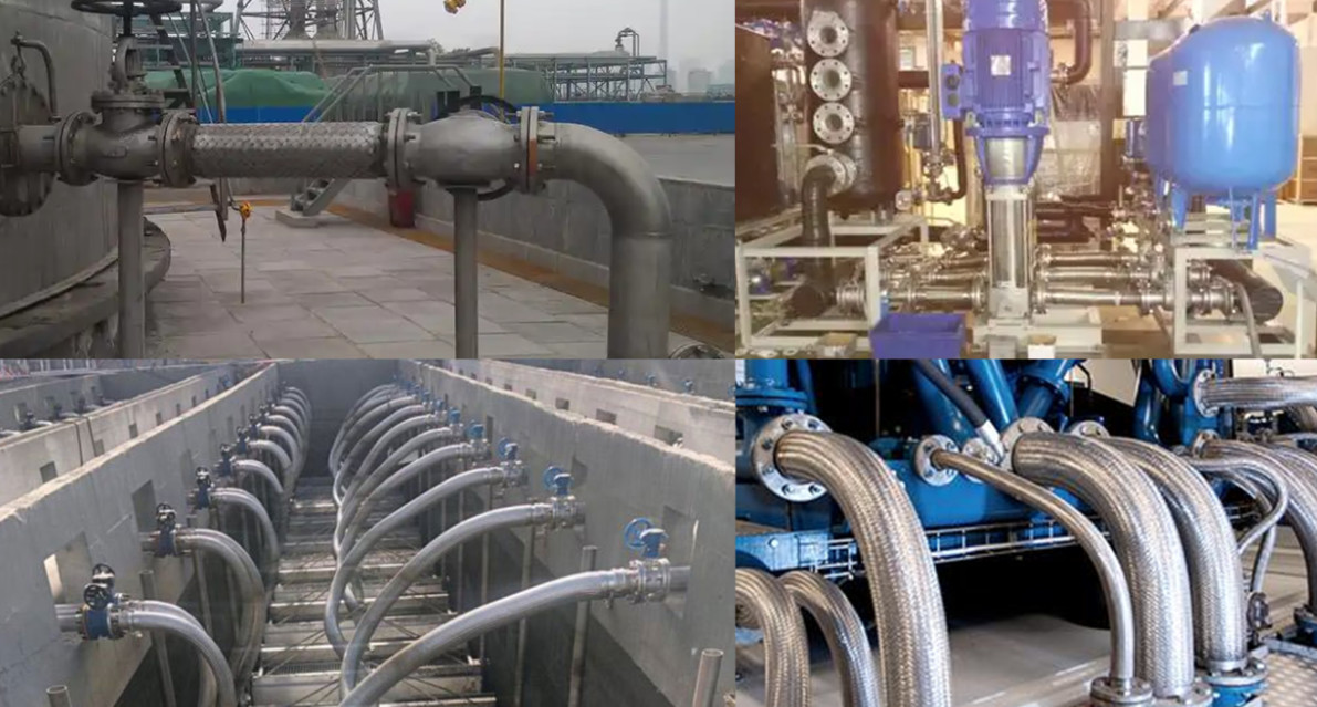 DN125 PN16 Flange Connection Stainless Steel 316 Wire Braided Flexible Flange Metal Fitting Hose