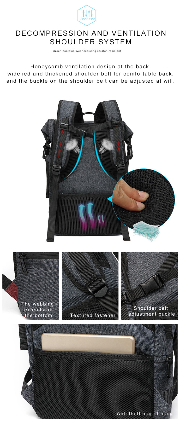 Zipper Hasp 20L Sports Sports Backpack With Shoe Compartment 29*14*40cm