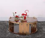Rose Golden Metal Table Leg and Tempered Glass Living Room Coffee Table