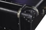 4 Drawers Side Coffee Table Vintage Retro Black Top Genuine Leather For Office