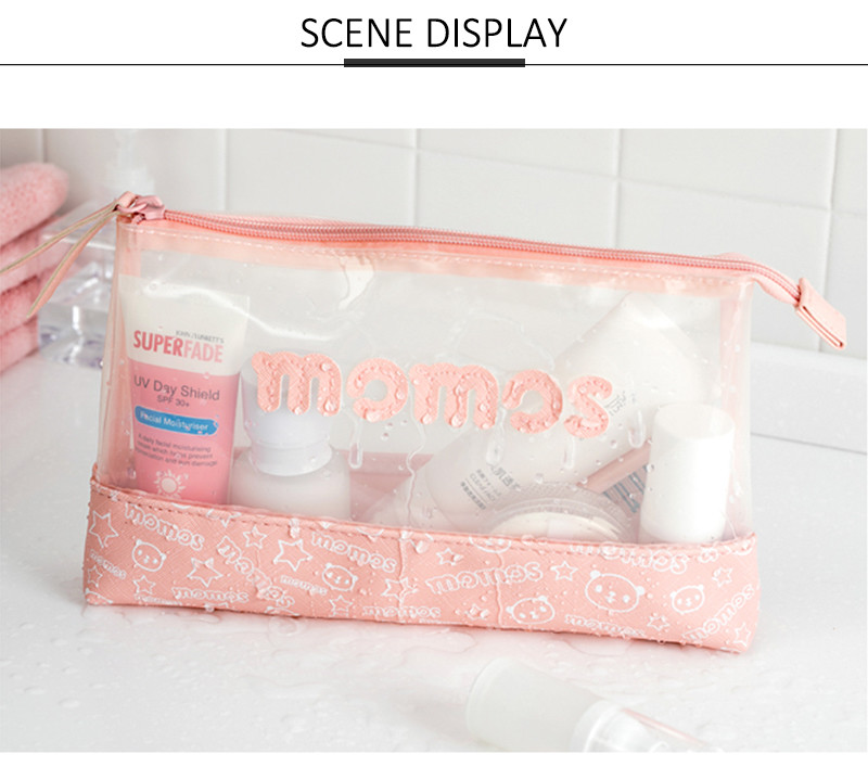 Cartoon PU Leather Makeup Toiletry Travel Bags For Girls