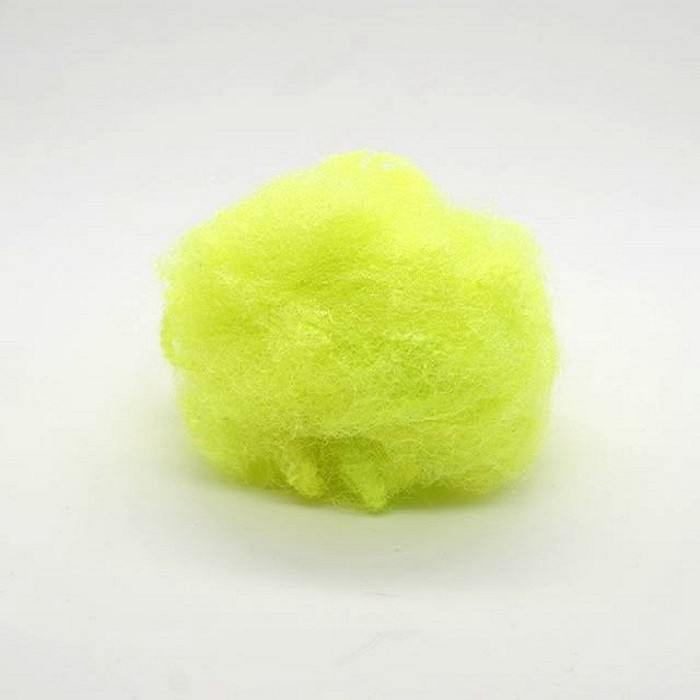 9Dx64mm Triangle Polyester Staple Fiber Shiny Green Color For Tennis Ball Cloth
