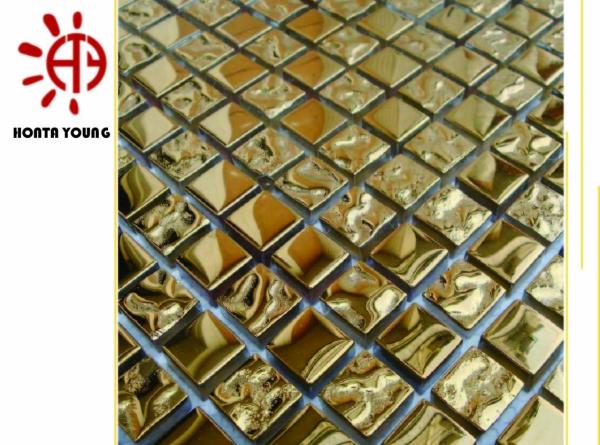HTY - TG 300 300*300 Bright Gold Color Ceramic Mosaic Tile Foshan Coating