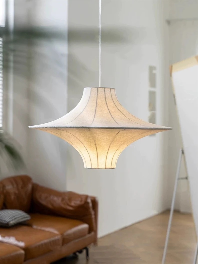 Modern Silk Led Pendant Lights For Living Room Nordic Wabi Sabi Light(WH-AP-579)