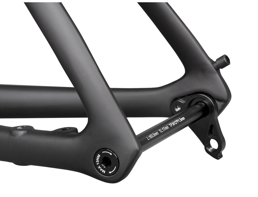 BXT Road Bicycle Quick Release Thru Axle Skewer No Lever Black High Strength Aluminum