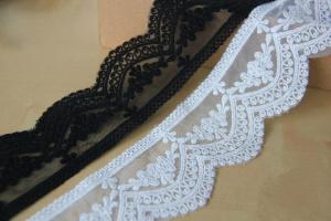 Wholesale 2.28 Inch Width Venice Nylon Lace Trim , Eyelash Scalloped Embroidery Tulle Lace Trim from china suppliers