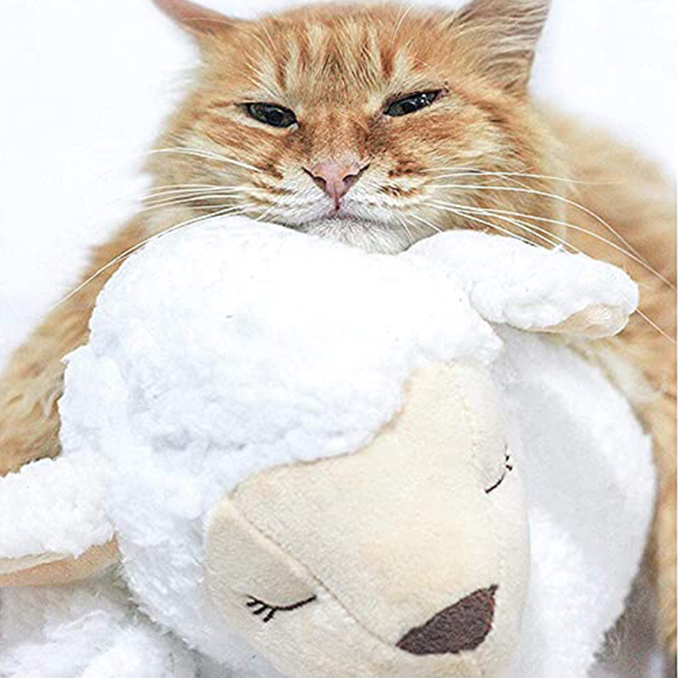 Durable Softdog Teething Toys Anxiety Relief Sleeping Animal Plush Squeak With Heartbeat