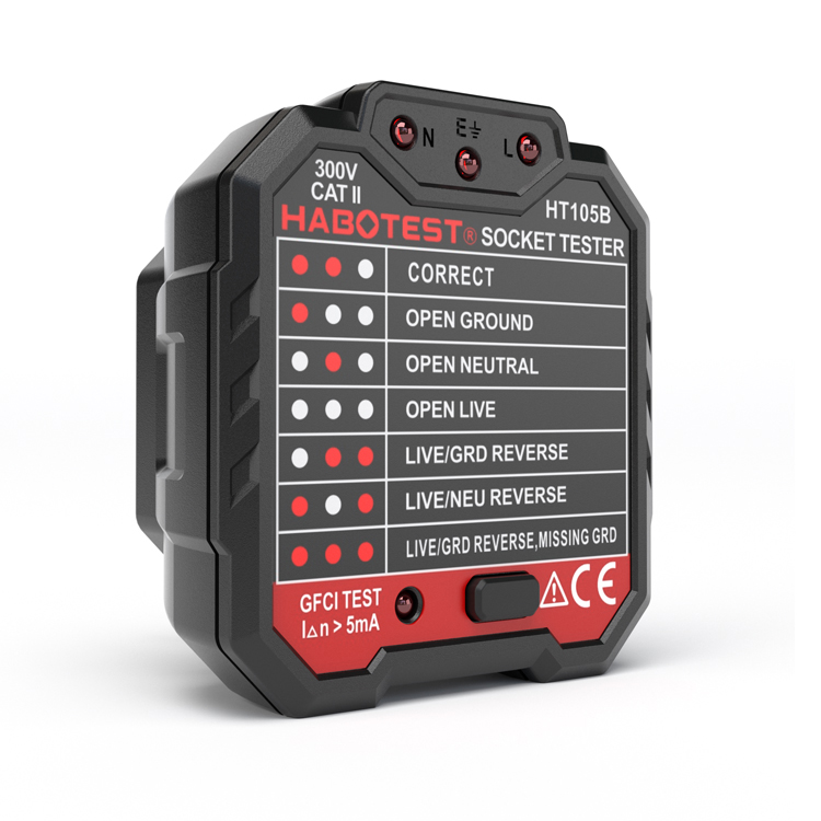 GFCI RCD 110V 220V Plug In Voltage Tester / Outlet Voltage Tester Dimensions 62*65.5*56 mm