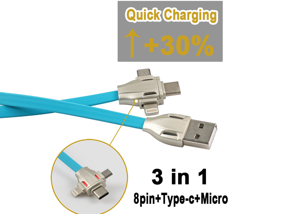 Universal Charging Usb Port Extension Cord 100cm 3 In 1 Portable Easy To Carry