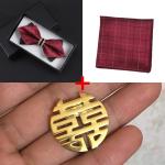 Men's Bowtie Necktie Handkerchief Clip Set Ideal for Weddings and Special