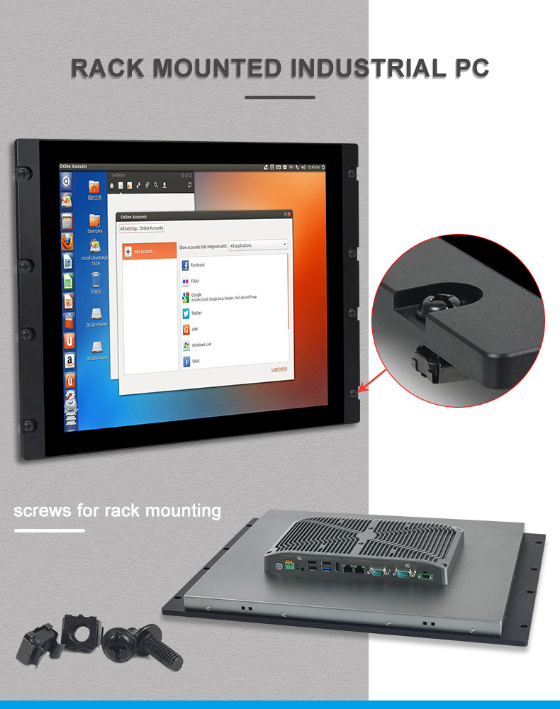 Multitouch PCAP Industrial Touch Panel PC Rack Mount Computers Fanless X86 1280x1024