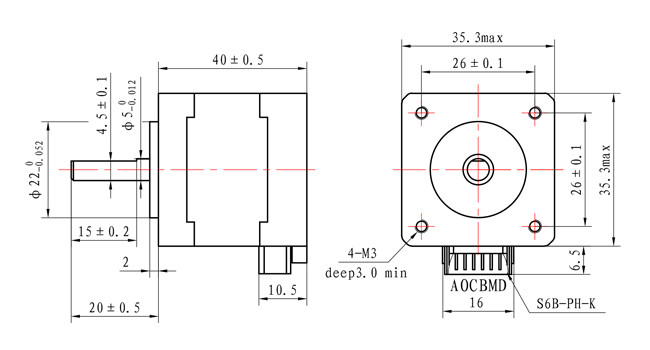 140mNm 35mm 1.8 Degree Stepper Motor NEMA 14 CE And RoHS Approved