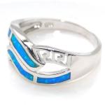 Sterling Silver Wholesale Jewelry Greek Blue Lab Opal Wedding Ring Synthetic