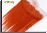 Soft Orange Human Hair Lace Closure 4 * 13 Inch No Chemical Full Cuticle Aligned