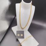 New Arrival Trendy Lines Newest Gold Color Stainless Steel Earring ,Necklace ,