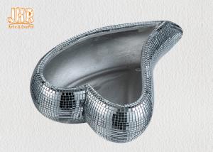 Wholesale Heart Shape Mosaic Fiberglass Decoration Flower Serving Bowl Silver Mirror from china suppliers