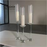 Silver Black 3 Piece Candle Holder Set Centerpiece Crystal Candlestick 20cm