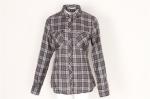 Slim fit grey Ladies Casual Plaid Shirts 56% Cotton 44% Polyester