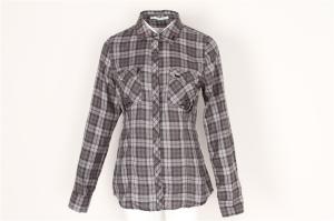 Wholesale Slim fit grey Ladies Casual Plaid Shirts 56% Cotton 44% Polyester from china suppliers