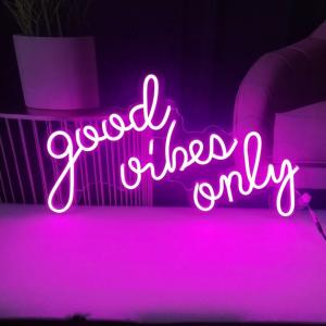 China Unbreakable Good Vibes Only Neon Sign RGB Color Changing For Party Decor on sale
