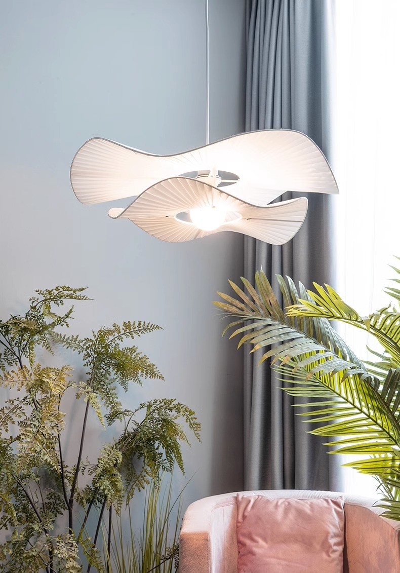 Nordic Cream Style Fabric Led Pendant Lights For Living Room Bedroom Bar Flower Pendant Lamp(WH-AP-590)