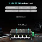 IEEE 802.3at Din Rail Mounted Industrial POE Switch 5 Port 12V-48V