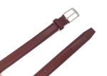 30mm Burgundy Women'S Genuine Leather Belts Feather Edge With Double Stitching