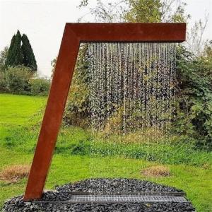 Wholesale Outdoor L Shaped Corten Steel Water Feature waterfall With LED Light from china suppliers