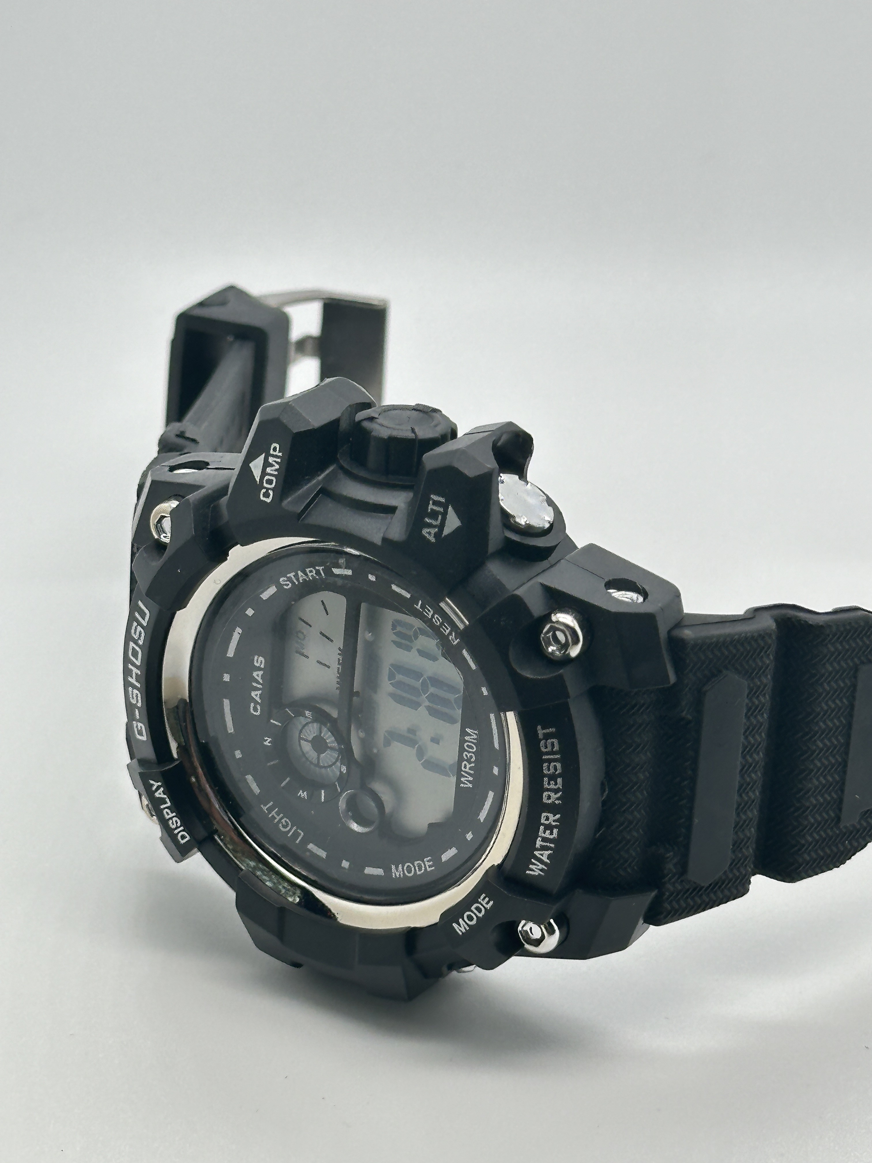 Quartz Digital Sports Watch Waterproof With Black Silicone Band