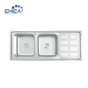 Wholesale CH12050E Stainless Steel Press Kitchen Sink Topmount Kitchen Sink Double Bowl Kitchen Sink from china suppliers