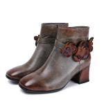 S183 Factory oil wax leather handmade retro women's shoes flower ethnic style
