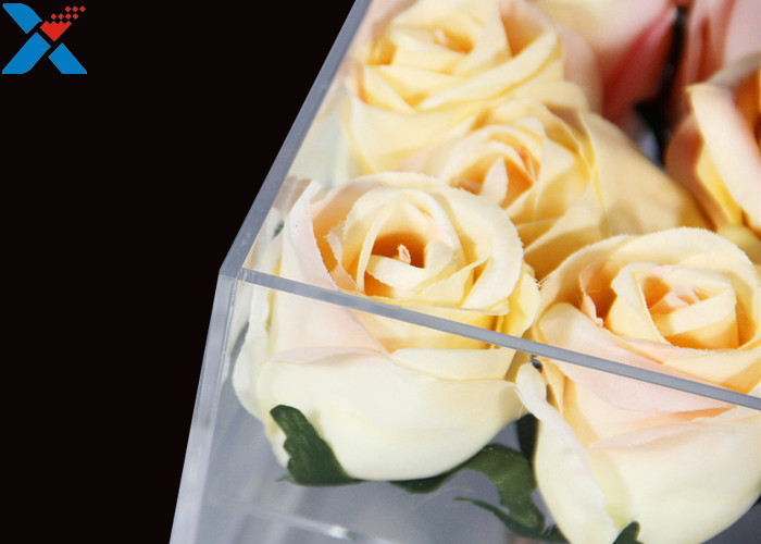 Clear Acrylic Flower Case Recyclable, High Grade Acrylic Rose Box With Drawer